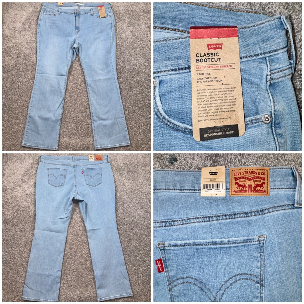Levi's Classic Bootcut Women Stretch Lapis Light Wash Plus Size 22W M NEW